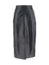 Arma Midi Black Skirt With Front Slit In Black