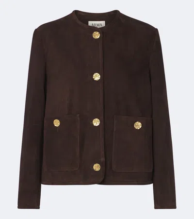 Arma Sogno Suede Jacket In Brown