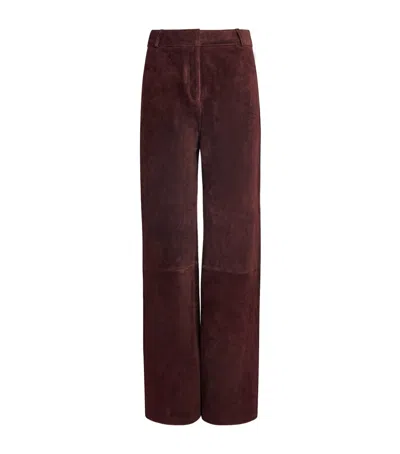 Arma Sole Suede Straight Trousers In Brown