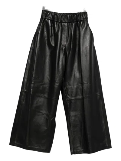 Arma Solia Elastic-waist Leather Trousers In Black