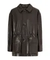 Arma Solid Color Leather Jacket In Black