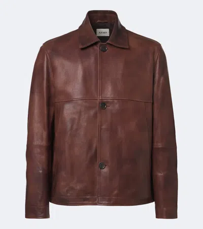 Arma Steep Leather Jacket In Whiskey