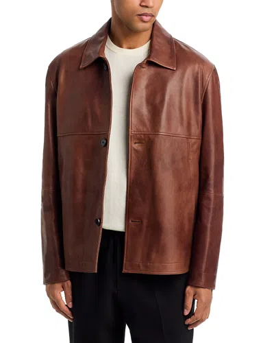 Arma Steep Vegetal Robust Leather Jacket In Burgundy