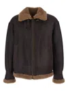 Arma Strap Closure Shearling Jacket In Brown