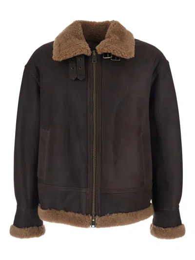 ARMA STRAP CLOSURE SHEARLING JACKET