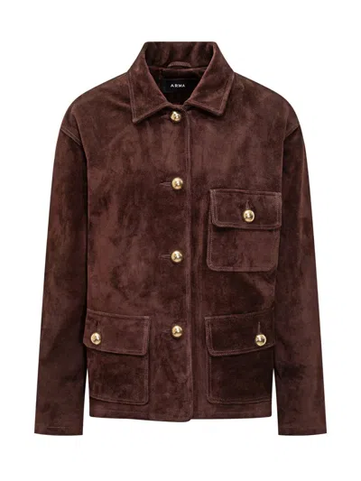 Arma Studio Ar Arma Suede Leather Jacket In Brown