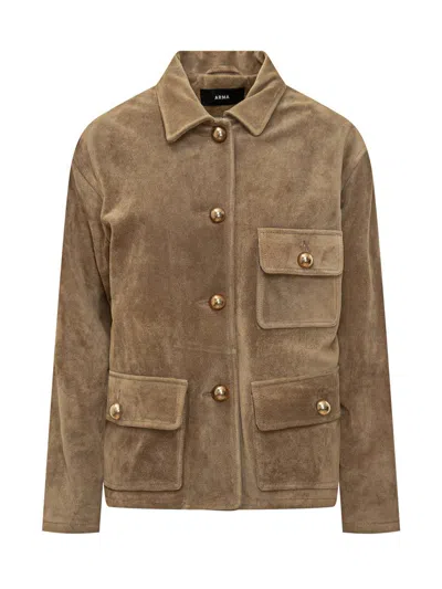 Arma Studio Ar Arma Suede Leather Jacket In Brown