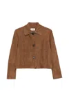Arma Suede Button-front Jacket In Brown