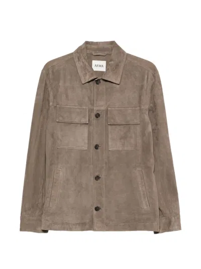 Arma Suede Flap-pocket Shirt Jacket In Brown