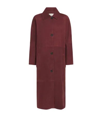 Arma Suede Judy Trench Coat In Burgundy