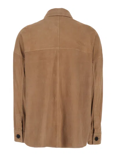 Arma Suede Lamb Leather Jacket In Brown