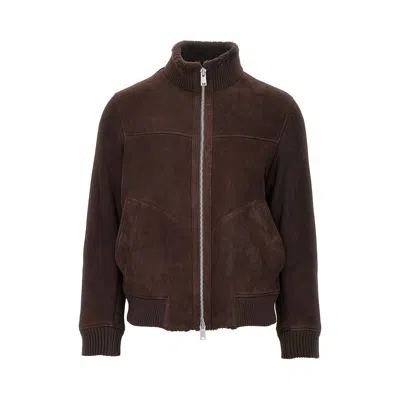 Arma Suede Leather Jacket In Brown