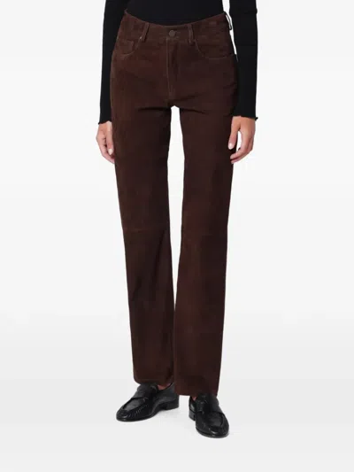 Arma Suede Leather Trousers In Brown