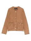 Arma Suede Round-neck Jacket In Brown