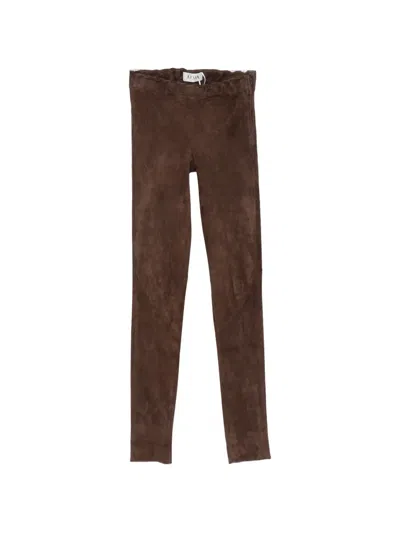 Arma Suede Slim-fit Trousers In Brown