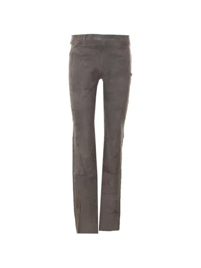 Arma Suede Slim-fit Trousers In Gray