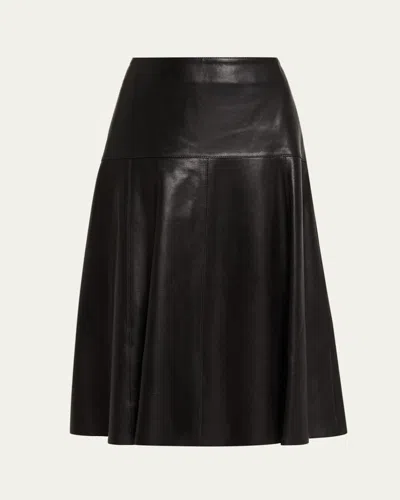 Arma Susana A-line Leather Midi Skirt In Black