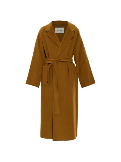 Arma Suza Belted Wool Coat In Brown