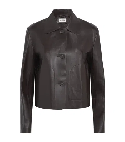 Arma Tailored Emy Leather Jacket In Brown