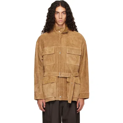 Arma Tan Doran Suede Jacket In Olive