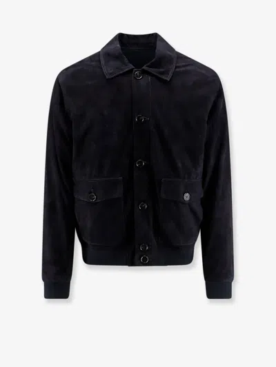 Arma Tomme Reversibile Suede Jacket In Blue