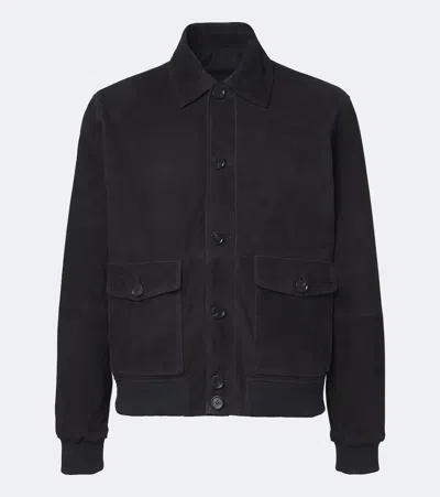 Arma Tomme Reversible Suede Blouson Jacket In Blue