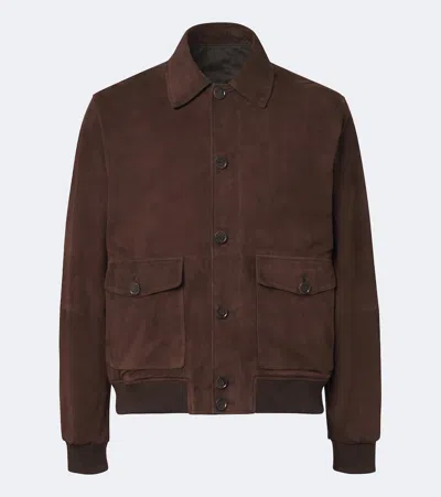 Arma Tomme Reversible Suede Blouson Jacket In Brown