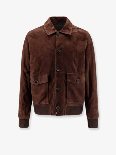 Arma Tomme Reversible Suede Jacket In Brown