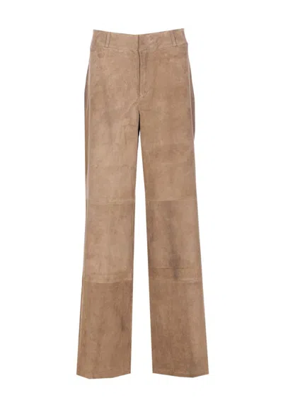 Arma High-waisted Trousers In Brown
