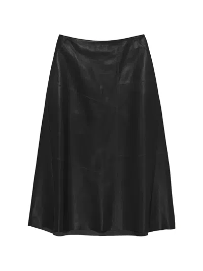 Arma Vayenne Panelled Leather A-line Midi Skirt In Black