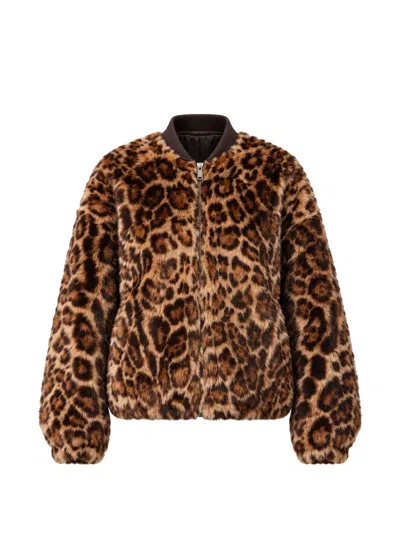 Arma Violet Leopard-print Shearling Jacket In Brown