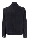 Arma Wani Blue Jacket With Classic Collar In Suede Man In Black
