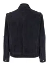 Arma Wani Blue Jacket With Classic Collar In Suede Man In Blue