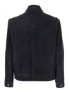 Arma Wani Blue Jacket With Classic Collar In Suede Man In Blu