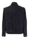Arma Wani Blue Jacket With Classic Collar In Suede Man In Blue