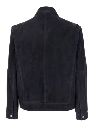 ARMA 'WANI' BLUE JACKET WITH CLASSIC COLLAR IN SUEDE MAN