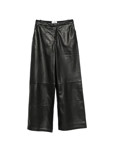 Arma Wide-leg Leather Trousers In Black