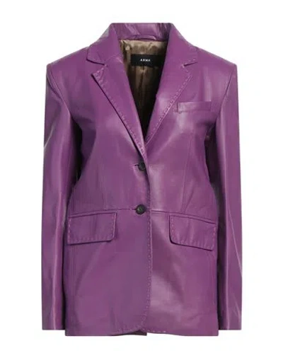 Arma Woman Blazer Mauve Size 6 Lambskin In Purple
