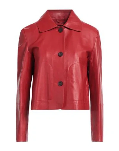 Arma Woman Jacket Red Size 10 Lambskin
