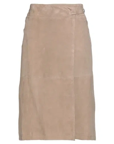 Arma Woman Midi Skirt Dove Grey Size 10 Leather