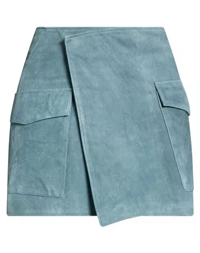 Arma Woman Mini Skirt Slate Blue Size 8 Lambskin