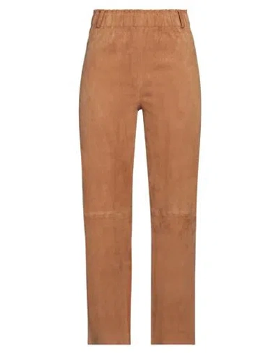 Arma Woman Pants Camel Size 10 Lambskin In Beige