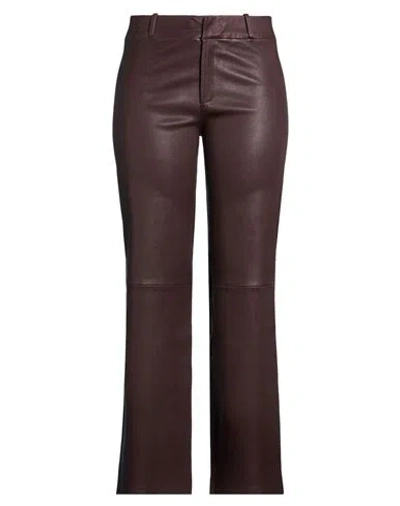 Arma Woman Pants Chocolate Brown Size 12 Lambskin In Burgundy