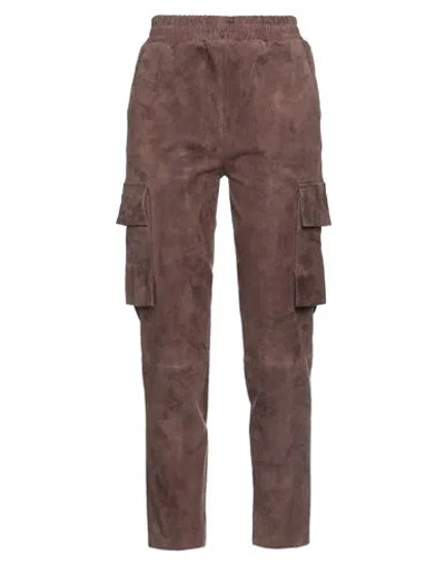 Arma Woman Pants Chocolate Brown Size 4 Cotton, Elastane