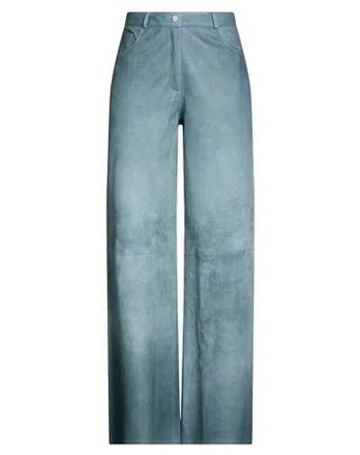 Arma Woman Pants Slate Blue Size 8 Lambskin