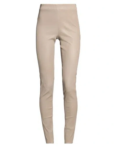Arma Woman Pants Taupe Size 12 Lambskin In Gray