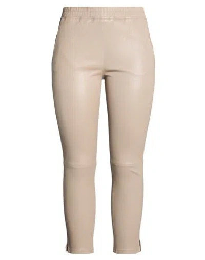 Arma Woman Pants Taupe Size 12 Lambskin In Gray