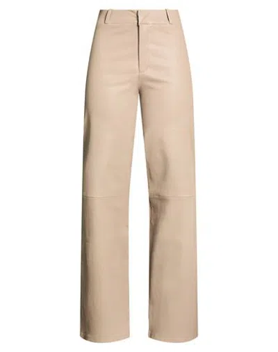 Arma Woman Pants Taupe Size 4 Lambskin In Neutral