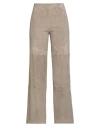 Arma Woman Pants Taupe Size 8 Lambskin In Gray