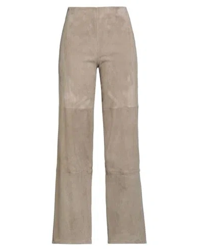 Arma Woman Pants Taupe Size 8 Lambskin In Gray